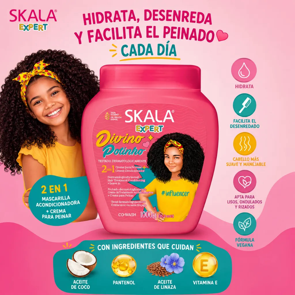 SKALA – Mascarilla Capilar Kids Divino Potinho Hidratante para Peinar 1000ml