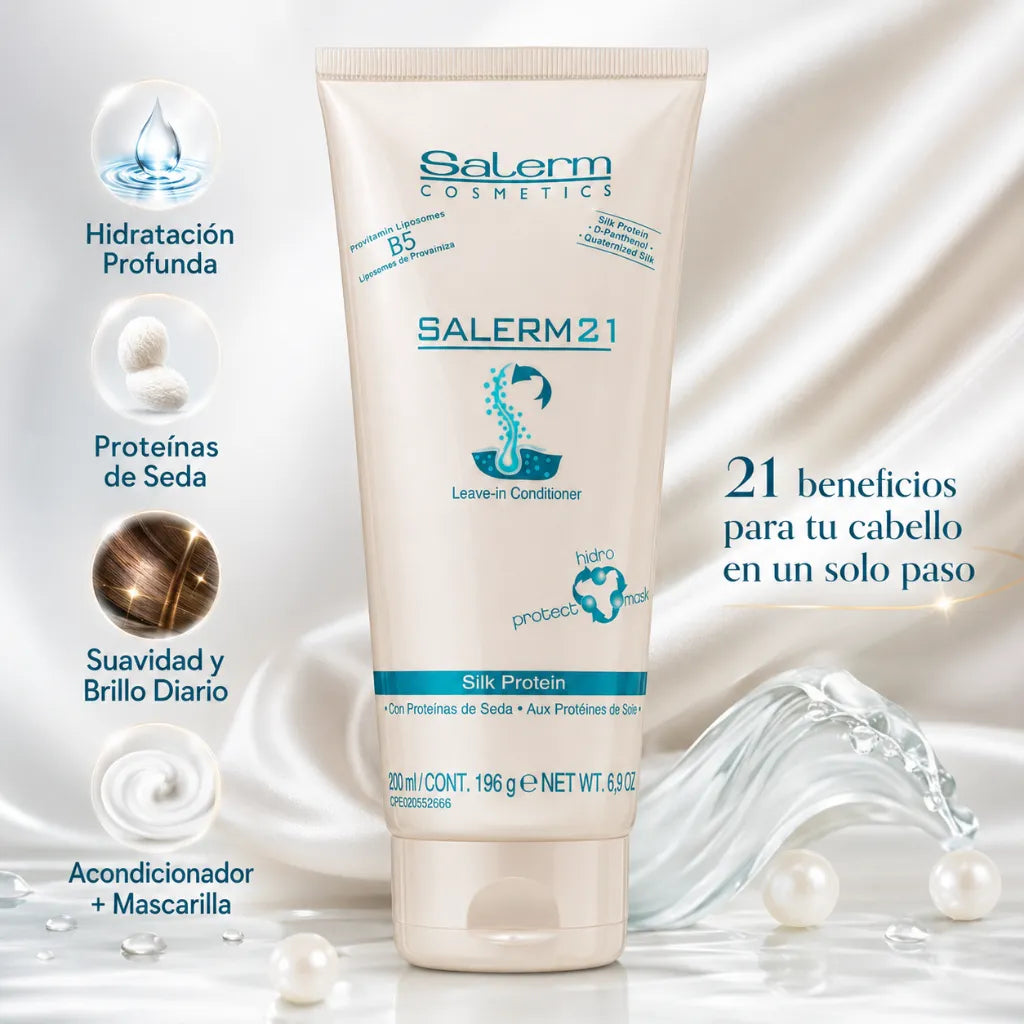 Salerm – Acondicionador Sin Aclarado con Proteínas de Seda para Hidratación Capilar 200ml