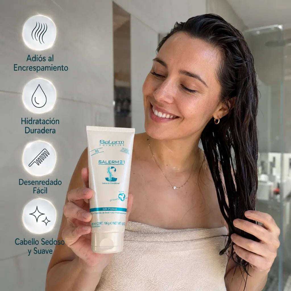 Salerm – Acondicionador Sin Aclarado con Proteínas de Seda para Hidratación Capilar 200ml