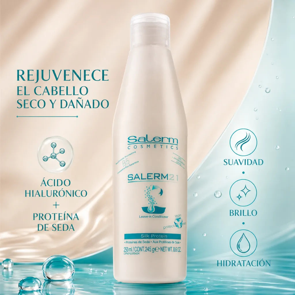 Salerm – Acondicionador Sin Aclarado con Proteínas de Seda para Hidratación Capilar 200ml