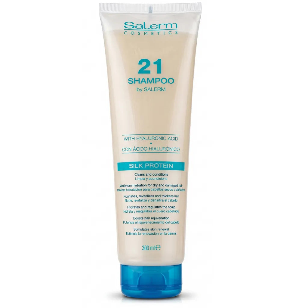 Salerm – Champú Rejuvenecedor con Ácido Hialurónico y Proteínas de Seda para Cabello Seco y Dañado 300ml