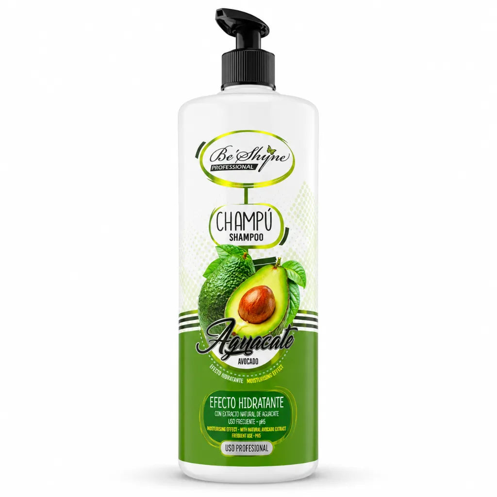 Be´Shyne – Champú Hidratante con Aguacate y Aceite de Argán para Cabello Seco y Frágil 1L
