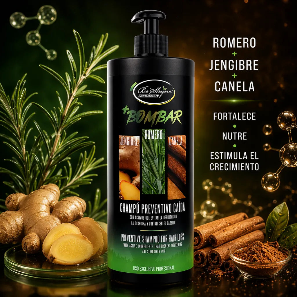 Be Shyne – Champú Nutritivo Anticaída con Romero para Crecimiento Capilar 1000ml