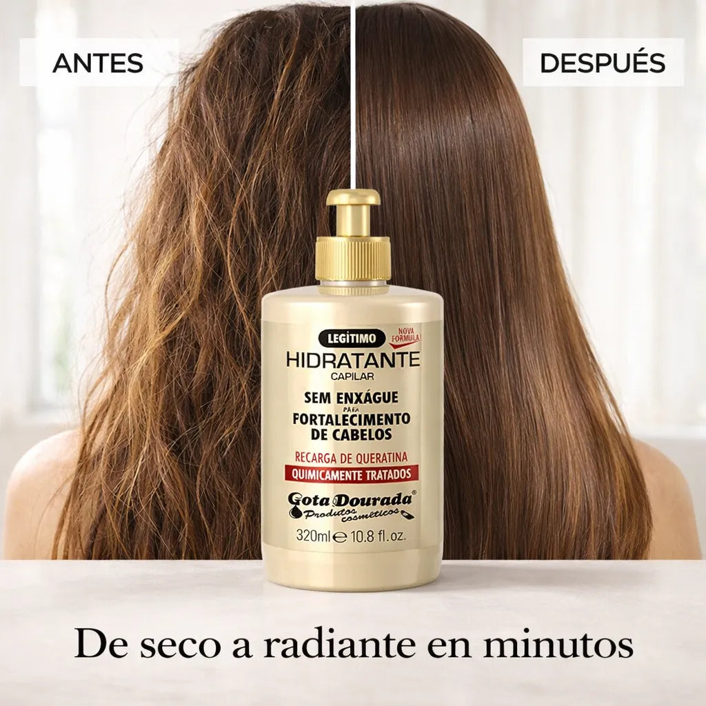 Gota Dourada – Crema para Peinar Recarga de Queratina para Cabello Tratado Químicamente 320ml