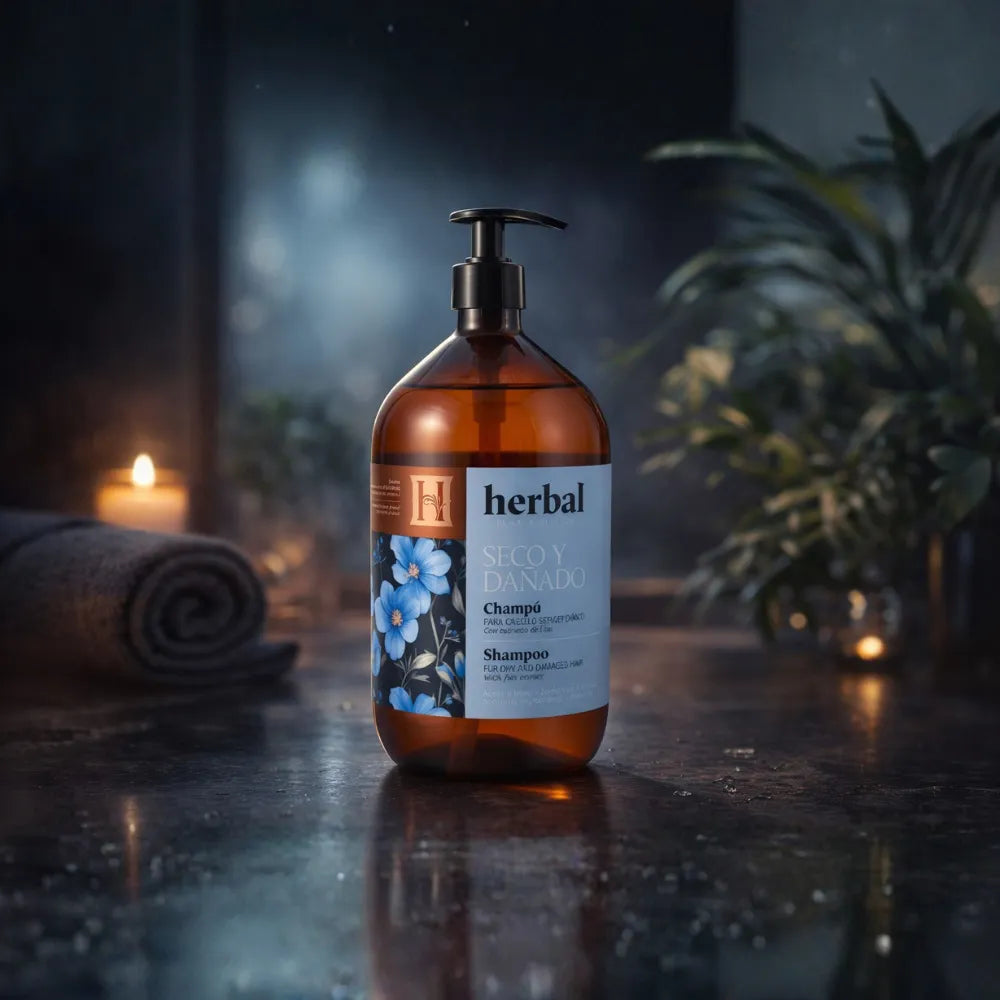 Champú Reparador con Extracto de Lino para Cabello Seco y Dañado  Herbal Pura Belleza