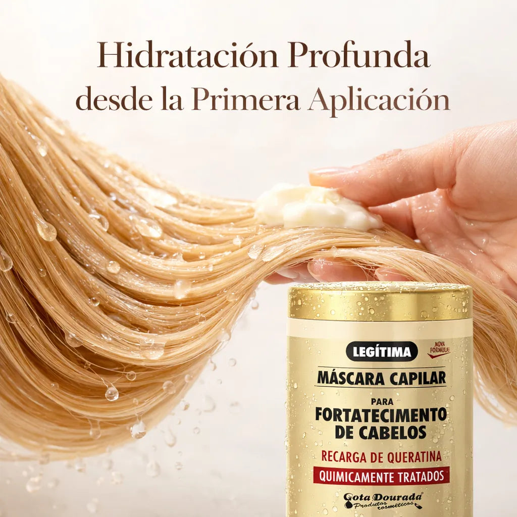 Gota Dourada – Mascarilla Capilar con Queratina Fortalecedora para Cabellos Tratados Químicamente 1kg